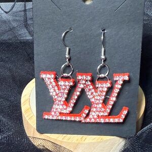 Sparkling Red Crystal Logo Earrings